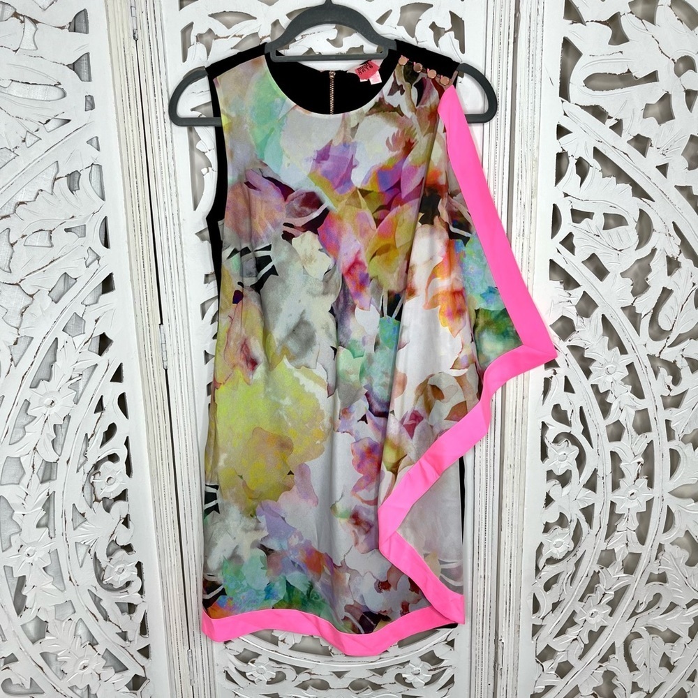 Ted Baker London Black Elsee Dress With Pink Floral Scarf Front